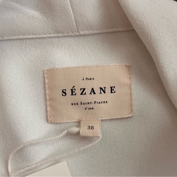 NWT Sezane Abelia V-Neck Blouse in Ecru Cream Sz 6 - Picture 7 of 10